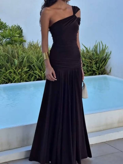 BEBA | Rochie Maxi Slim-Fit cu Umeri Decupați