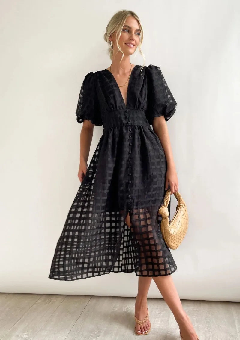 LENA | Rochie cu Mâneci Voluminoase