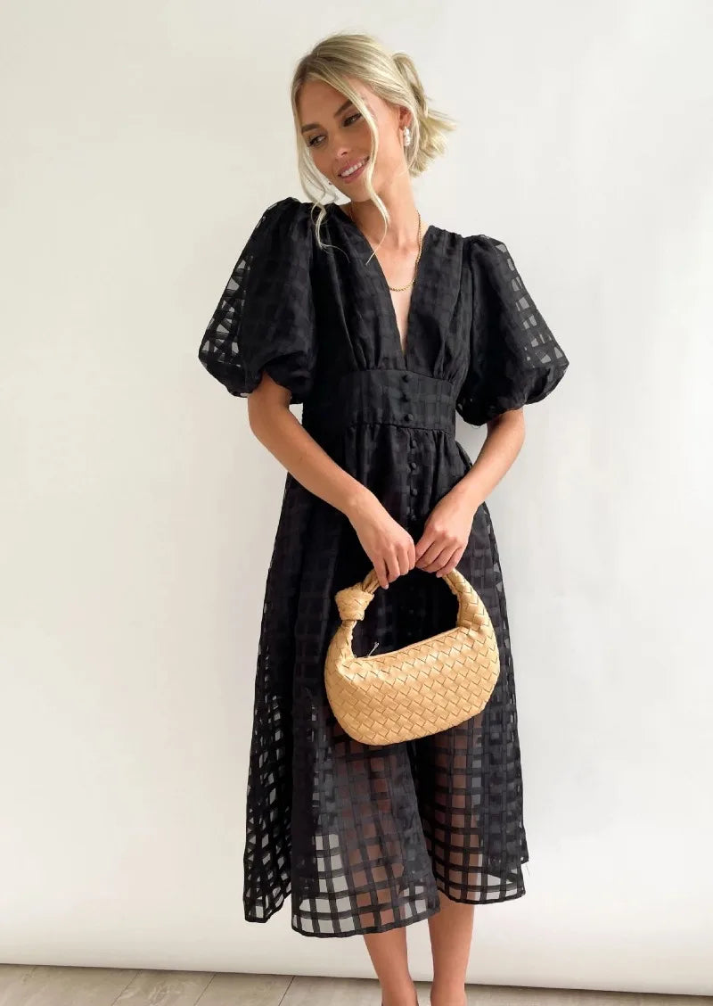 LENA | Rochie cu Mâneci Voluminoase