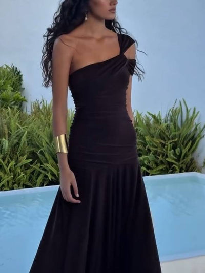 BEBA | Rochie Maxi Slim-Fit cu Umeri Decupați