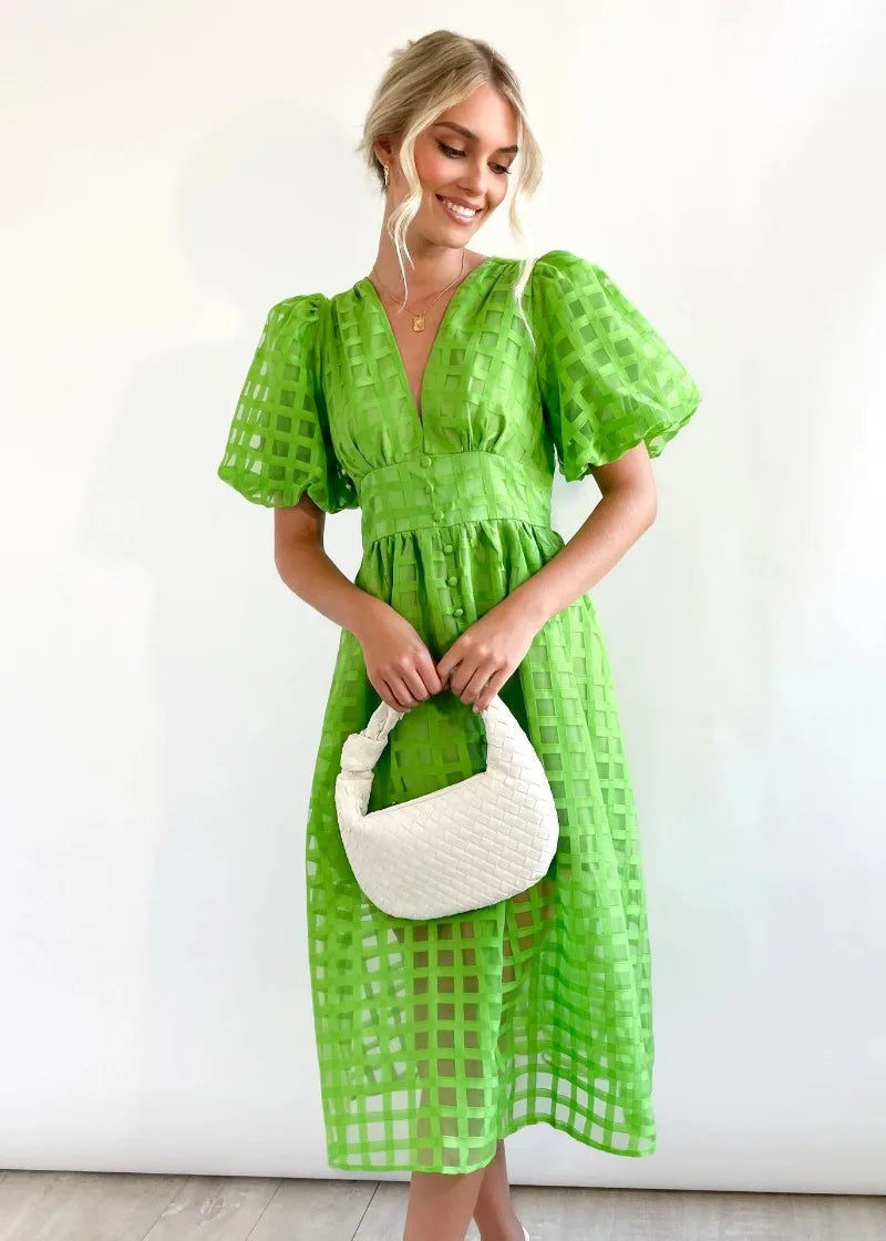 LENA | Rochie cu Mâneci Voluminoase