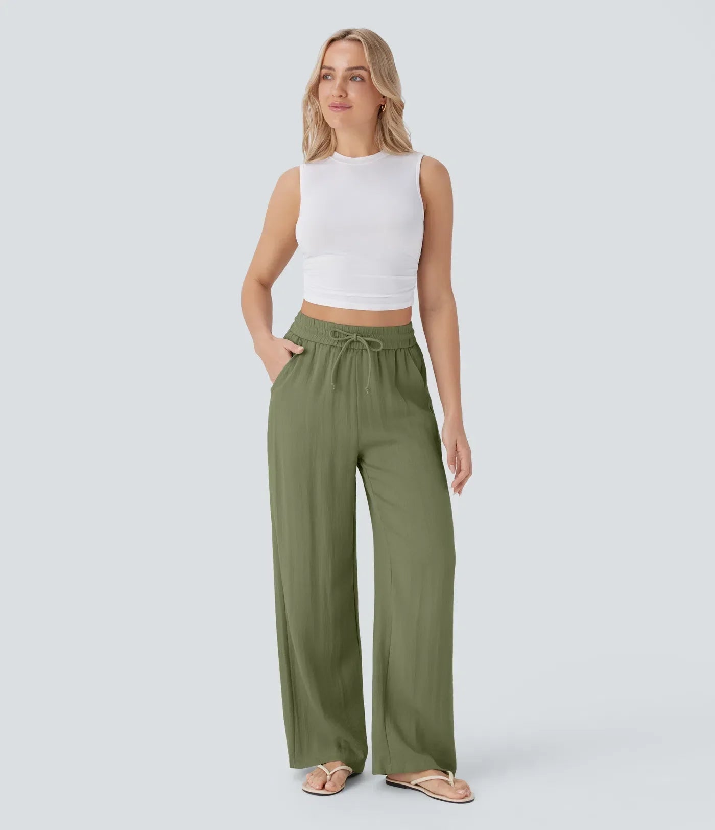 ZAFEIRIA | Pantaloni eleganți din in