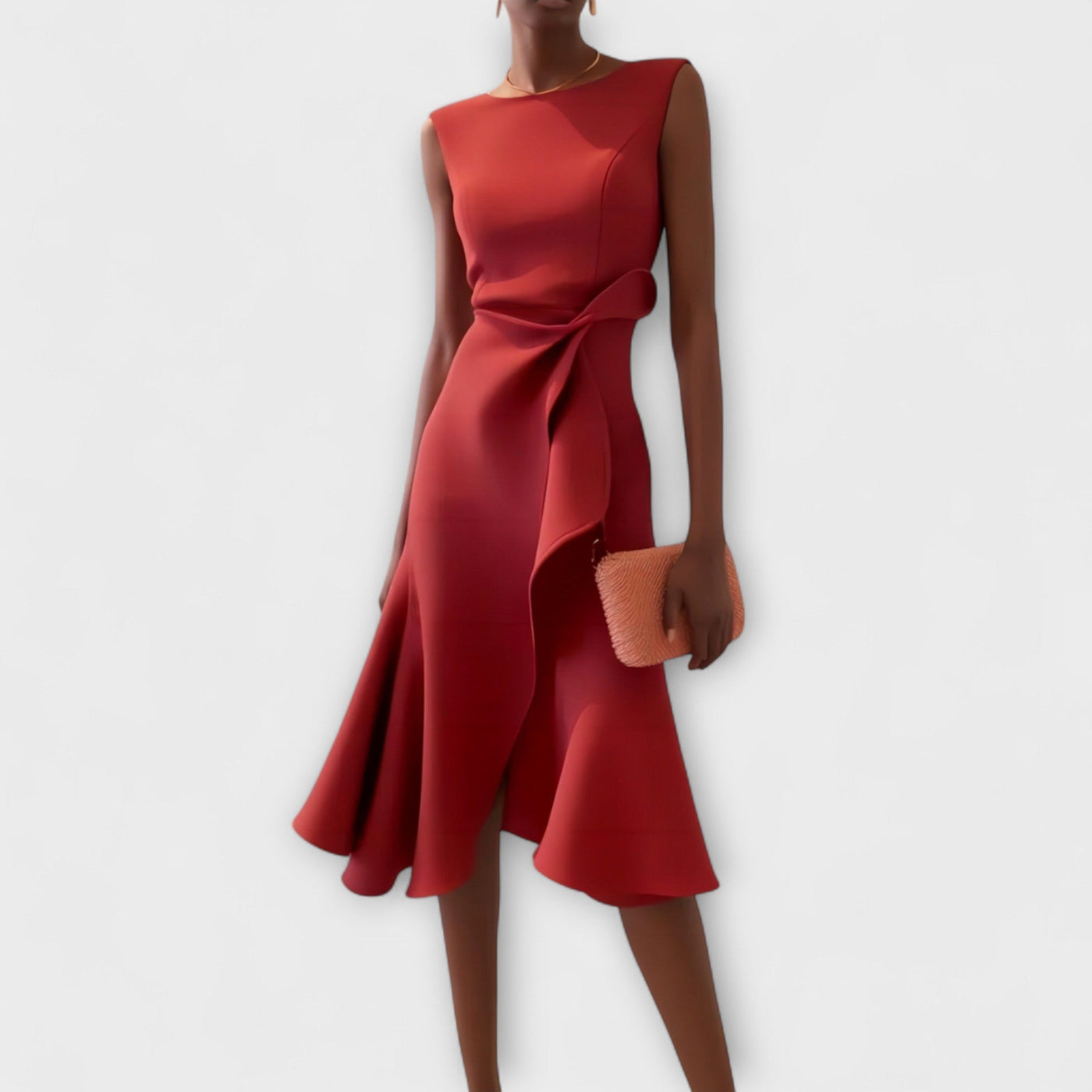 JULIETTE | Rochie Midi Drapată cu Asimetrie