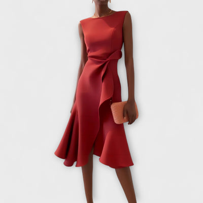 JULIETTE | Rochie Midi Drapată cu Asimetrie
