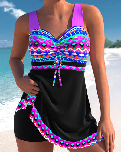 TEODORA | Costum de baie cu sfoară și model striped