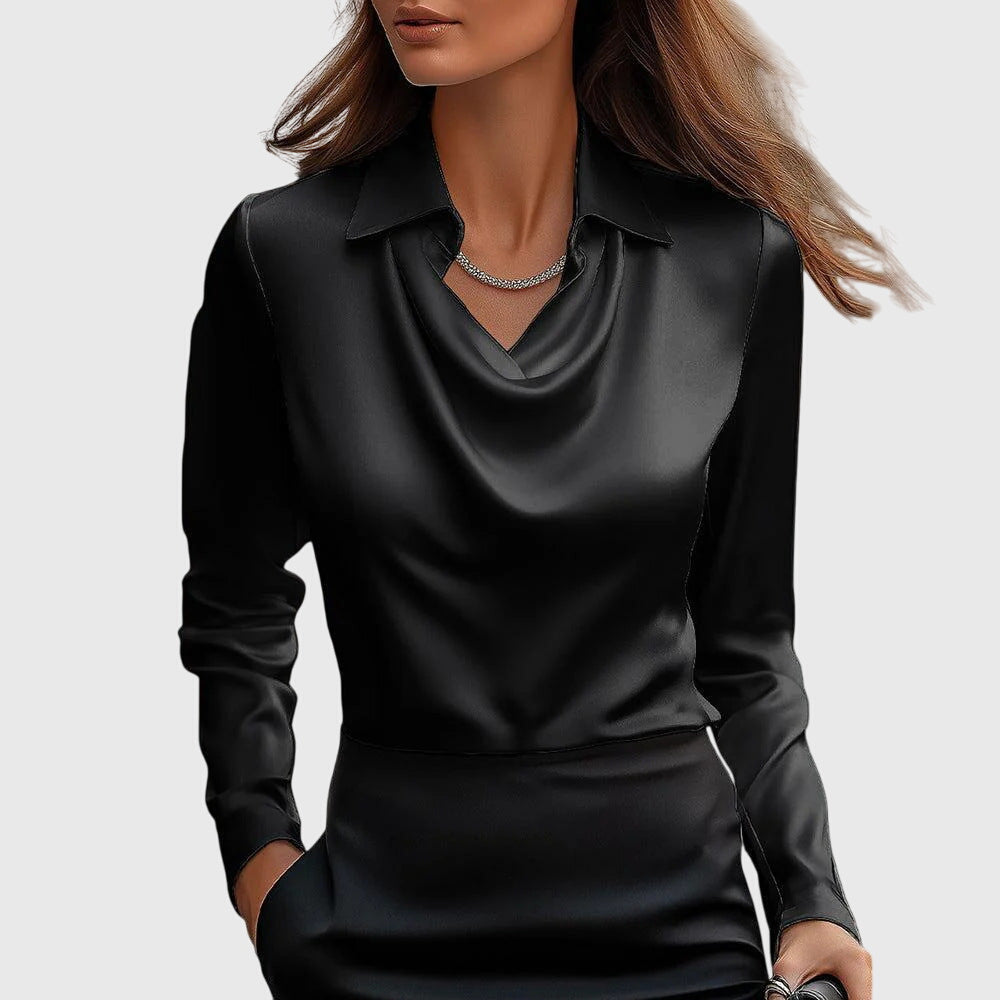 TERESA | Bluză cu strălucire elegantă și decolteu plisat