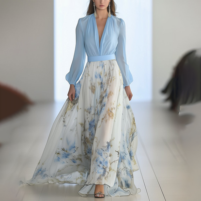 EUGENIA | Rochie Maxi Eleganta cu Print Floral
