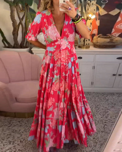 ADELAIDA | Rochie Florală cu Decolteu în V