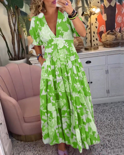 ADELAIDA | Rochie Florală cu Decolteu în V