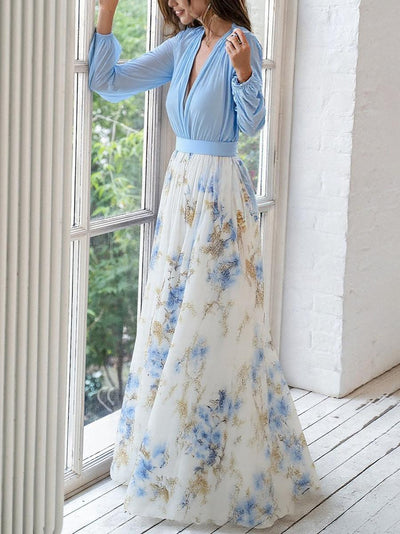 EUGENIA | Rochie Maxi Eleganta cu Print Floral