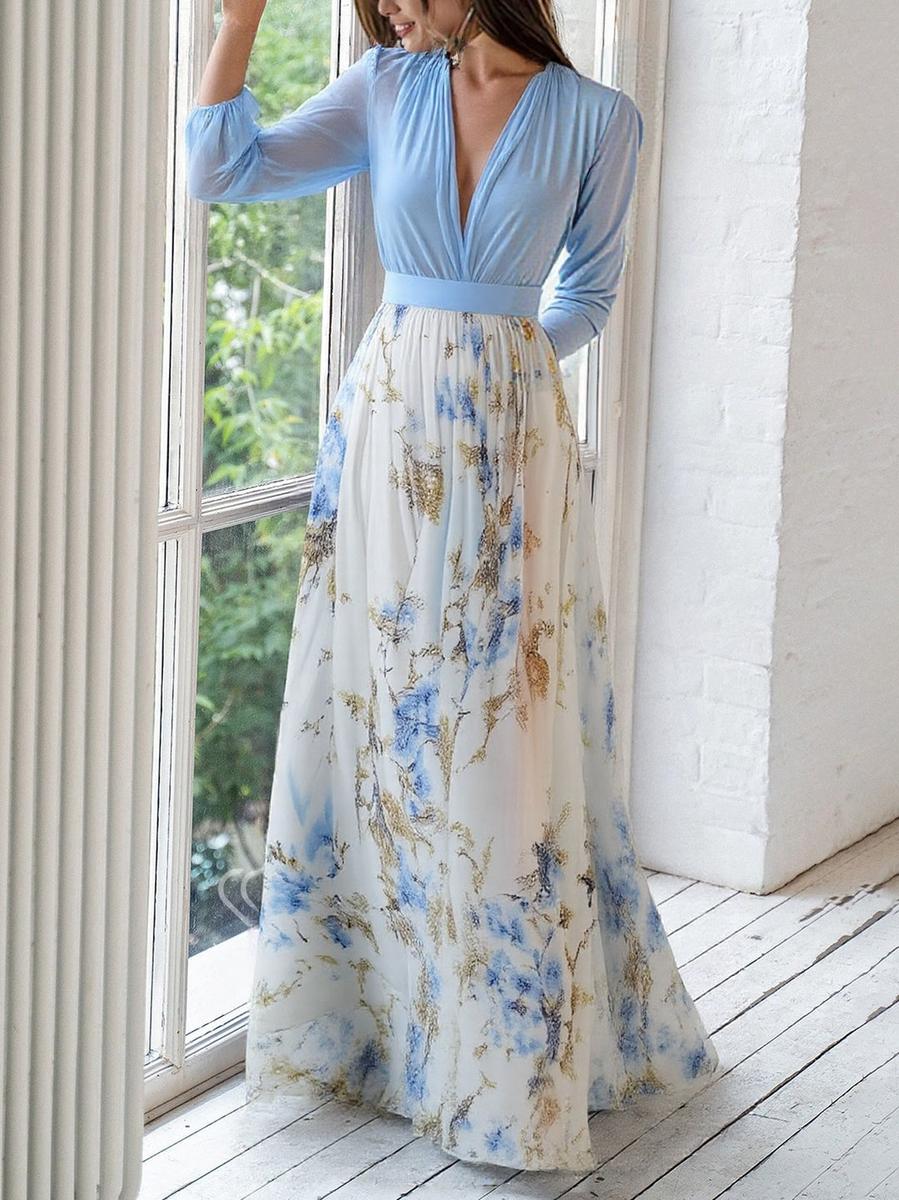 EUGENIA | Rochie Maxi Eleganta cu Print Floral