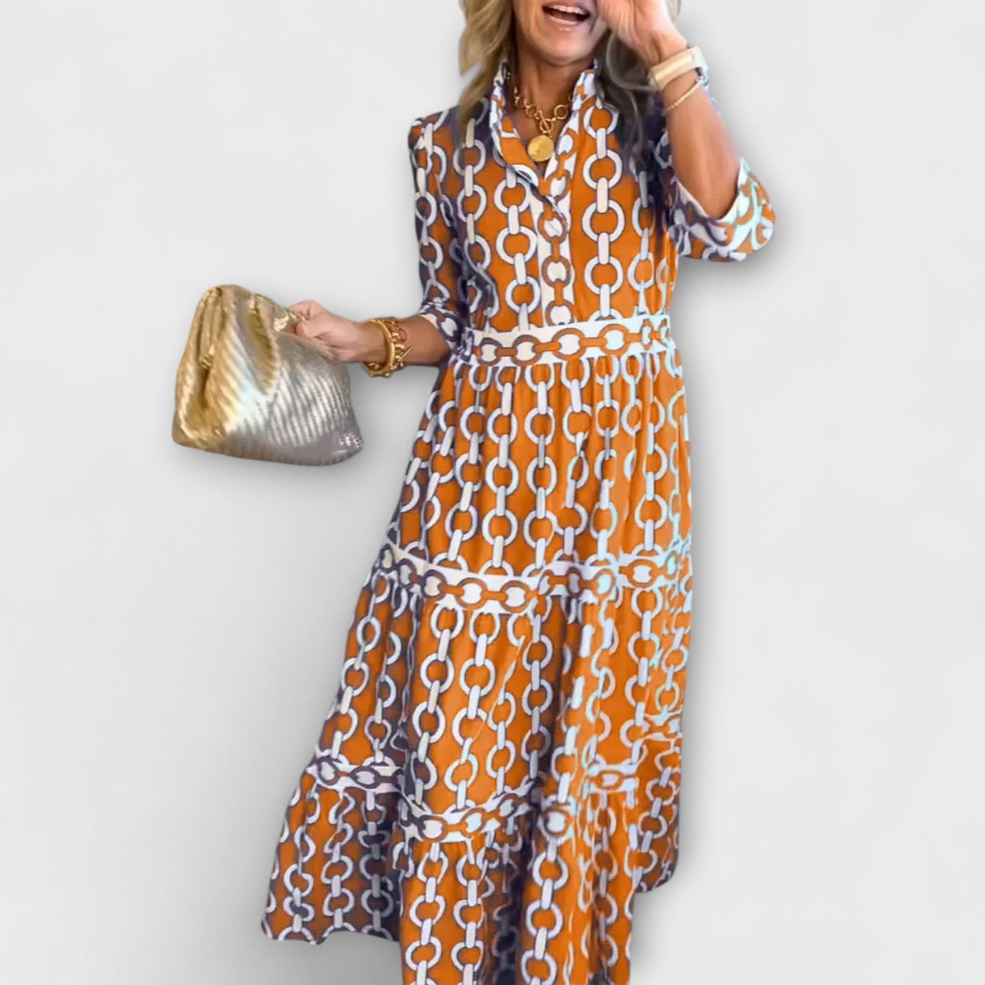 WERONIKA | Rochie Midi cu Design în Lanț