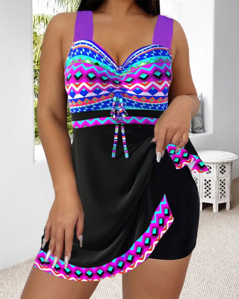 TEODORA | Costum de baie cu sfoară și model striped