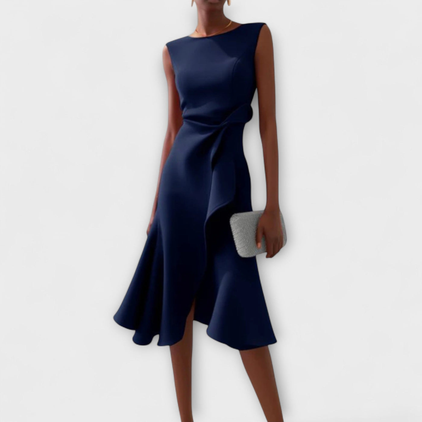 JULIETTE | Rochie Midi Drapată cu Asimetrie