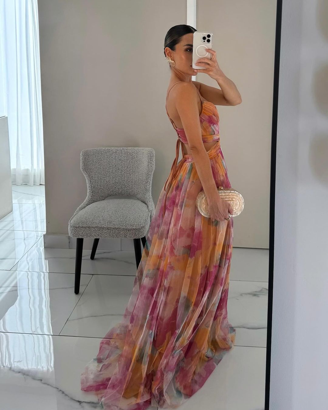 GIGI | Rochie Maxi Cu Flori Strălucitoare
