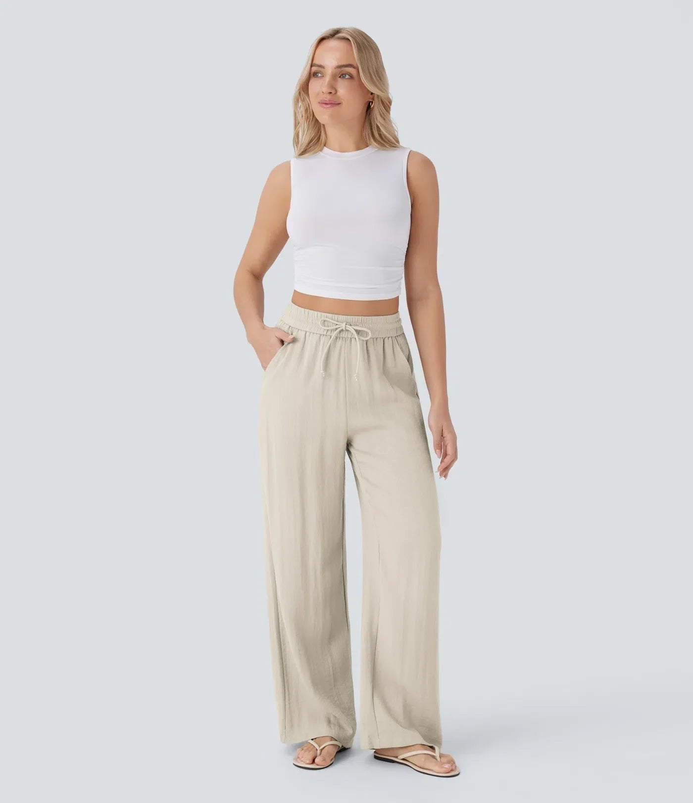 ZAFEIRIA | Pantaloni eleganți din in