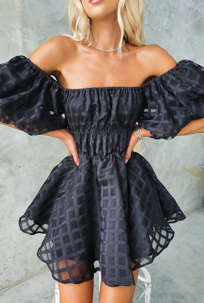 EVIE | Rochie Mini cu Mâneci Puff