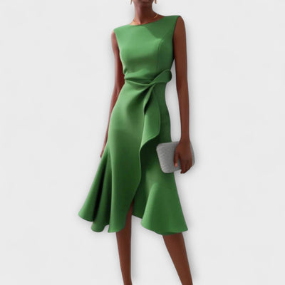 JULIETTE | Rochie Midi Drapată cu Asimetrie