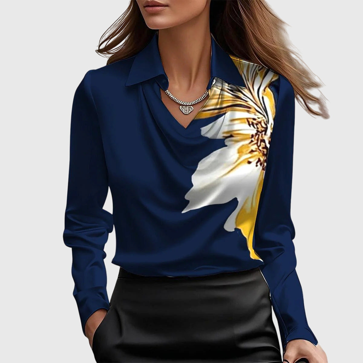 TERESA | Bluză cu strălucire elegantă și decolteu plisat