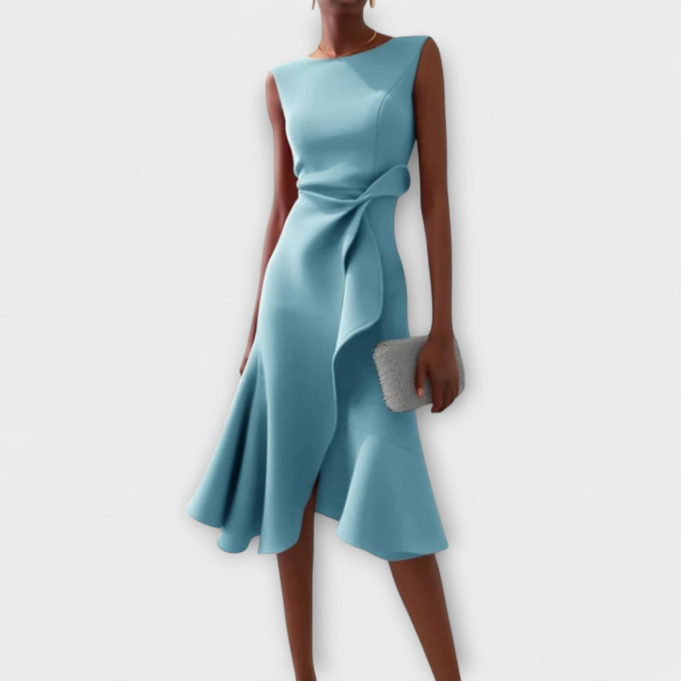 JULIETTE | Rochie Midi Drapată cu Asimetrie