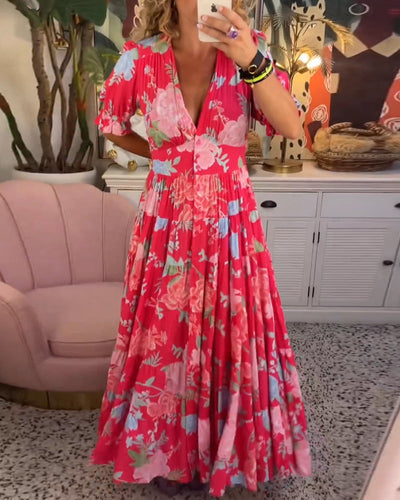 ADELAIDA | Rochie Florală cu Decolteu în V