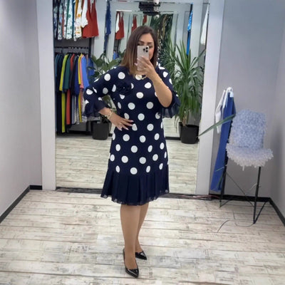 CLAUDIA | Rochie retro cu fustă plisată și manșete evazate