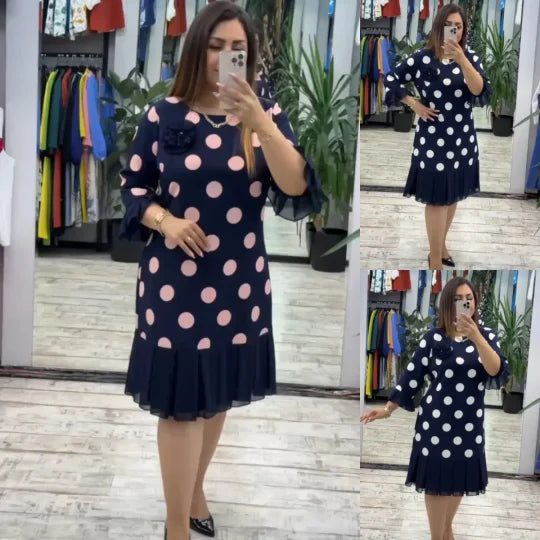 CLAUDIA | Rochie retro cu fustă plisată și manșete evazate