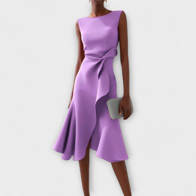 JULIETTE | Rochie Midi Drapată cu Asimetrie
