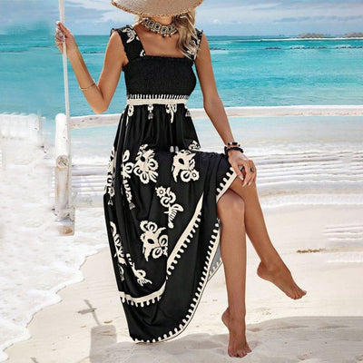 VALENTINA | Rochie Elegantă de Plajă fără Mâneci cu Decolteu Pătrat
