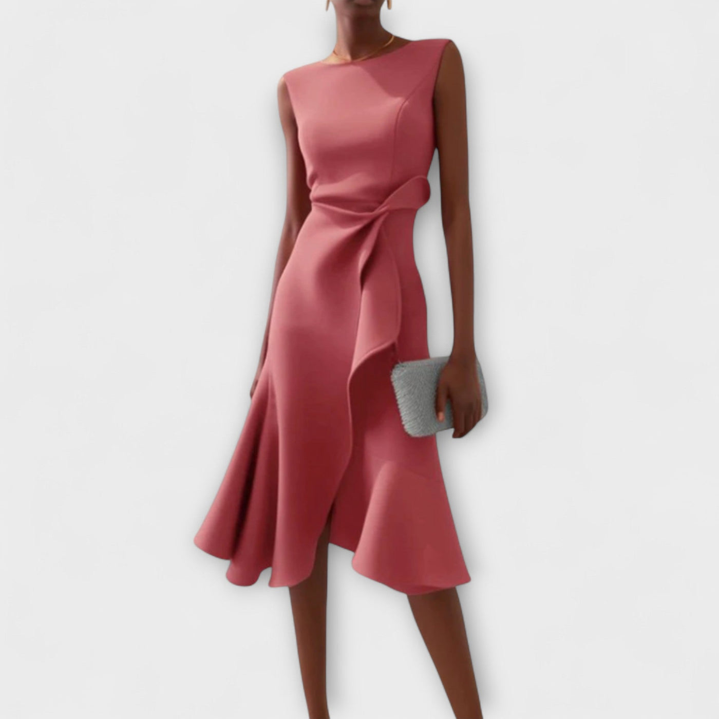 JULIETTE | Rochie Midi Drapată cu Asimetrie