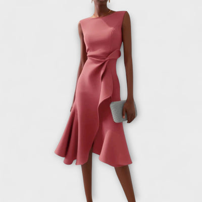 JULIETTE | Rochie Midi Drapată cu Asimetrie