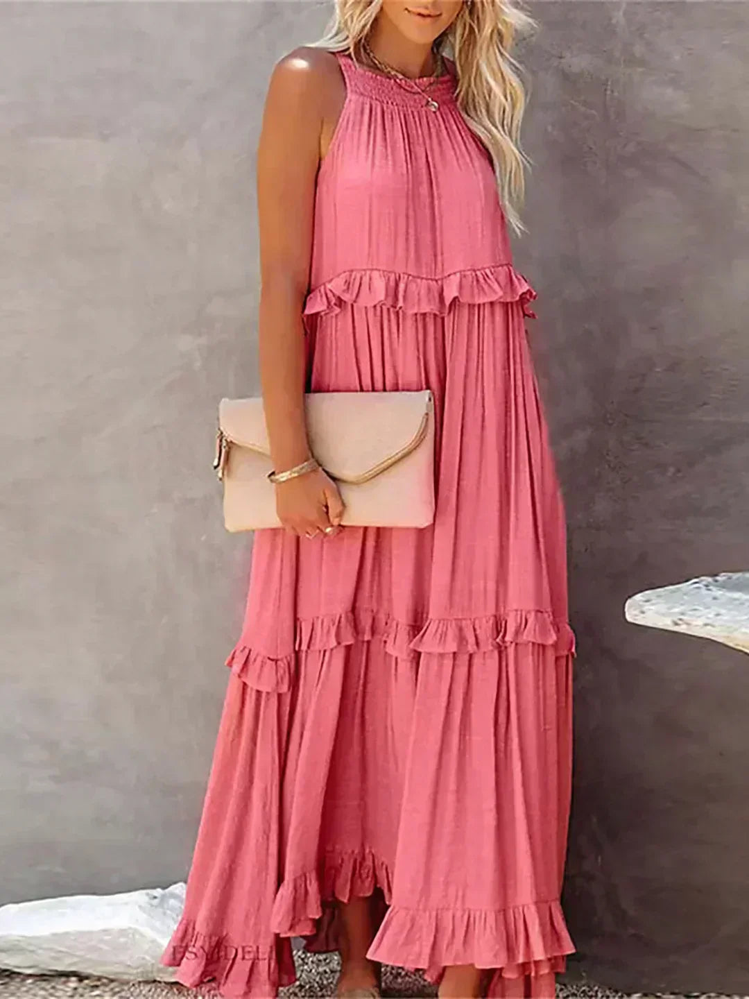 ANETA | Rochie elegantă fără mâneci cu detalii volănașe