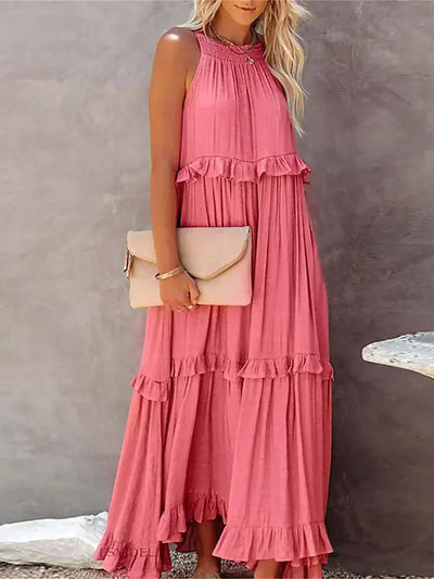 ANETA | Rochie elegantă fără mâneci cu detalii volănașe