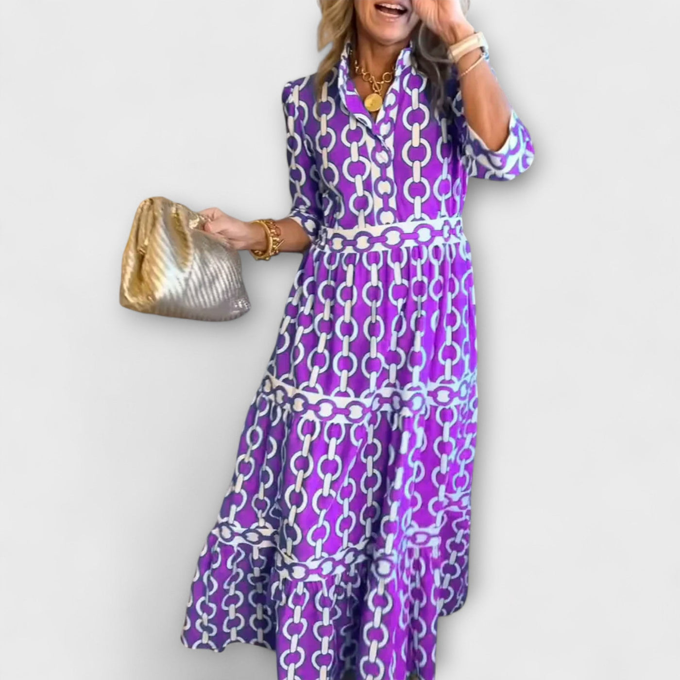 WERONIKA | Rochie Midi cu Design în Lanț