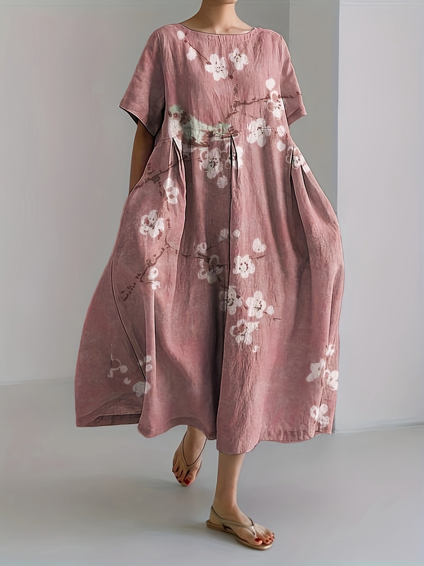 LENNA | Rochie cu Flori Roz