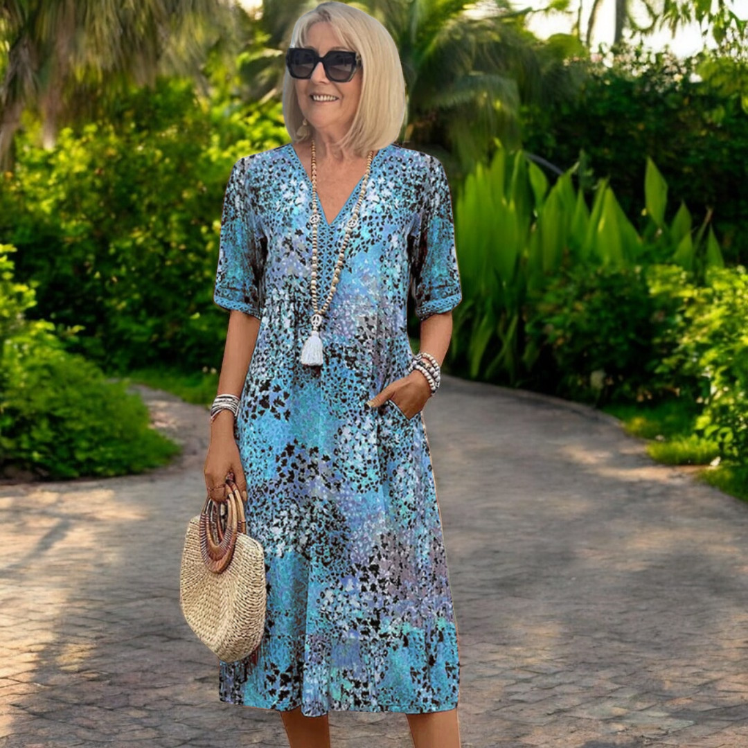ELENA | Rochie Midi Boho cu Decolteu în S