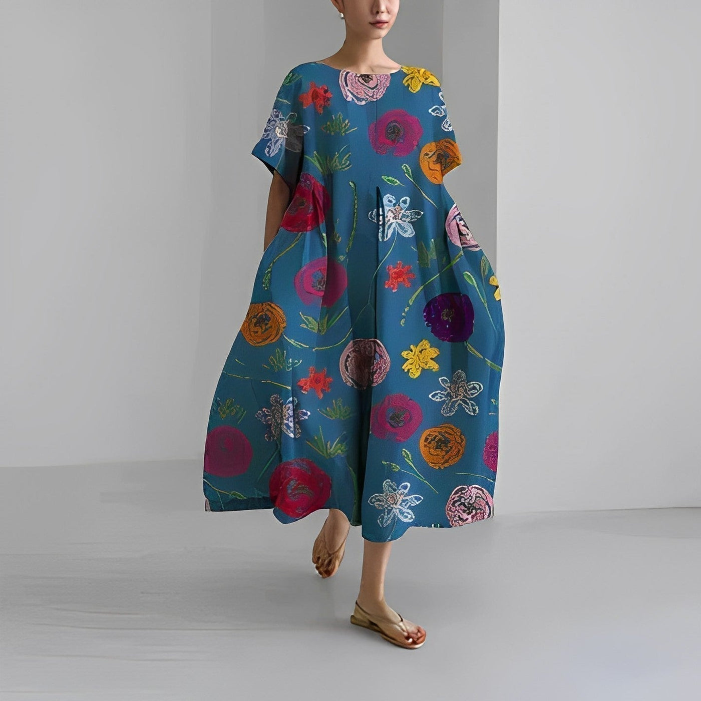 LILOU | Rochie Lungă Romantică din Vâscoză