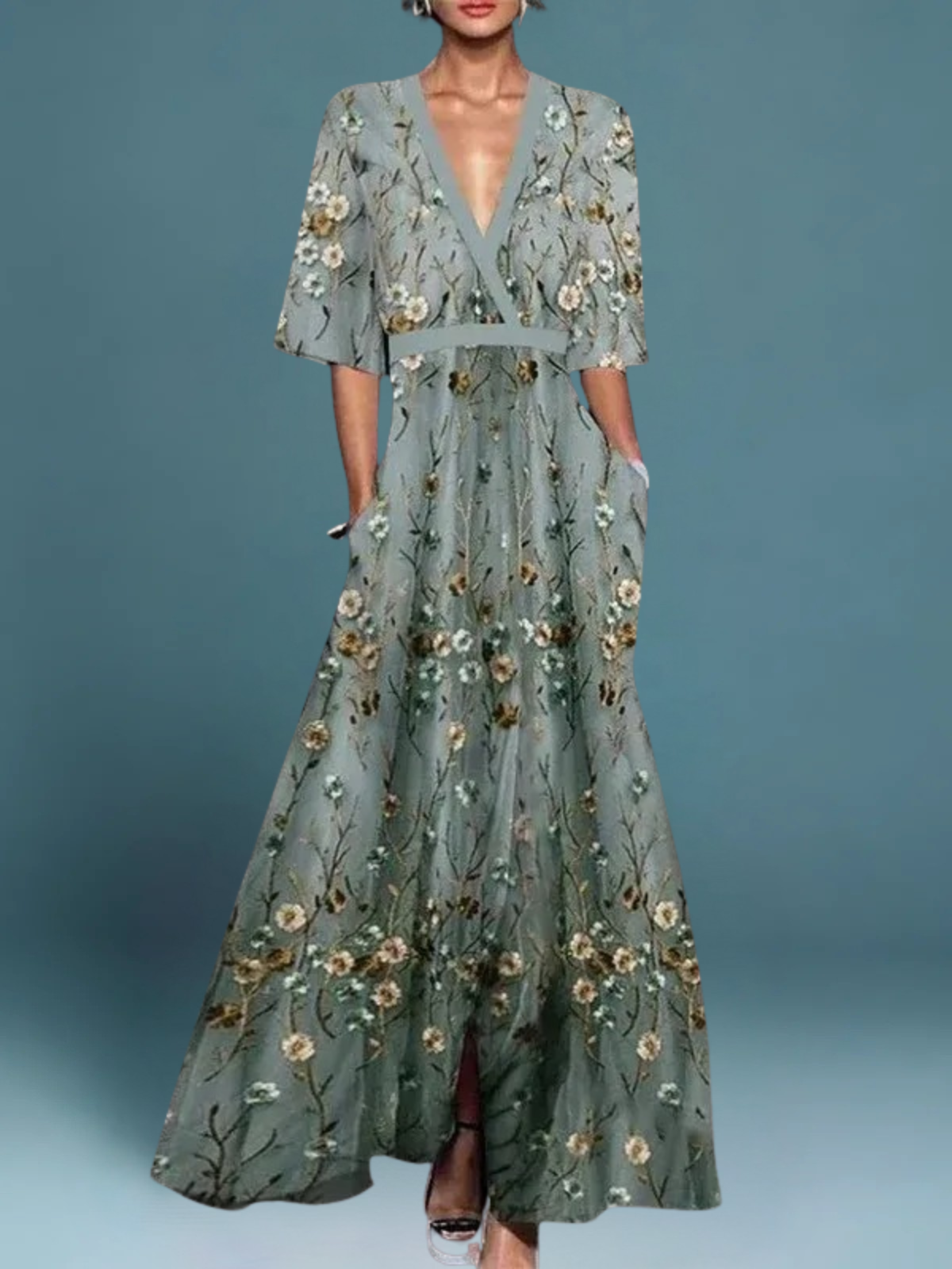 AIDA | Rochie lungă elegantă cu imprimeu floral