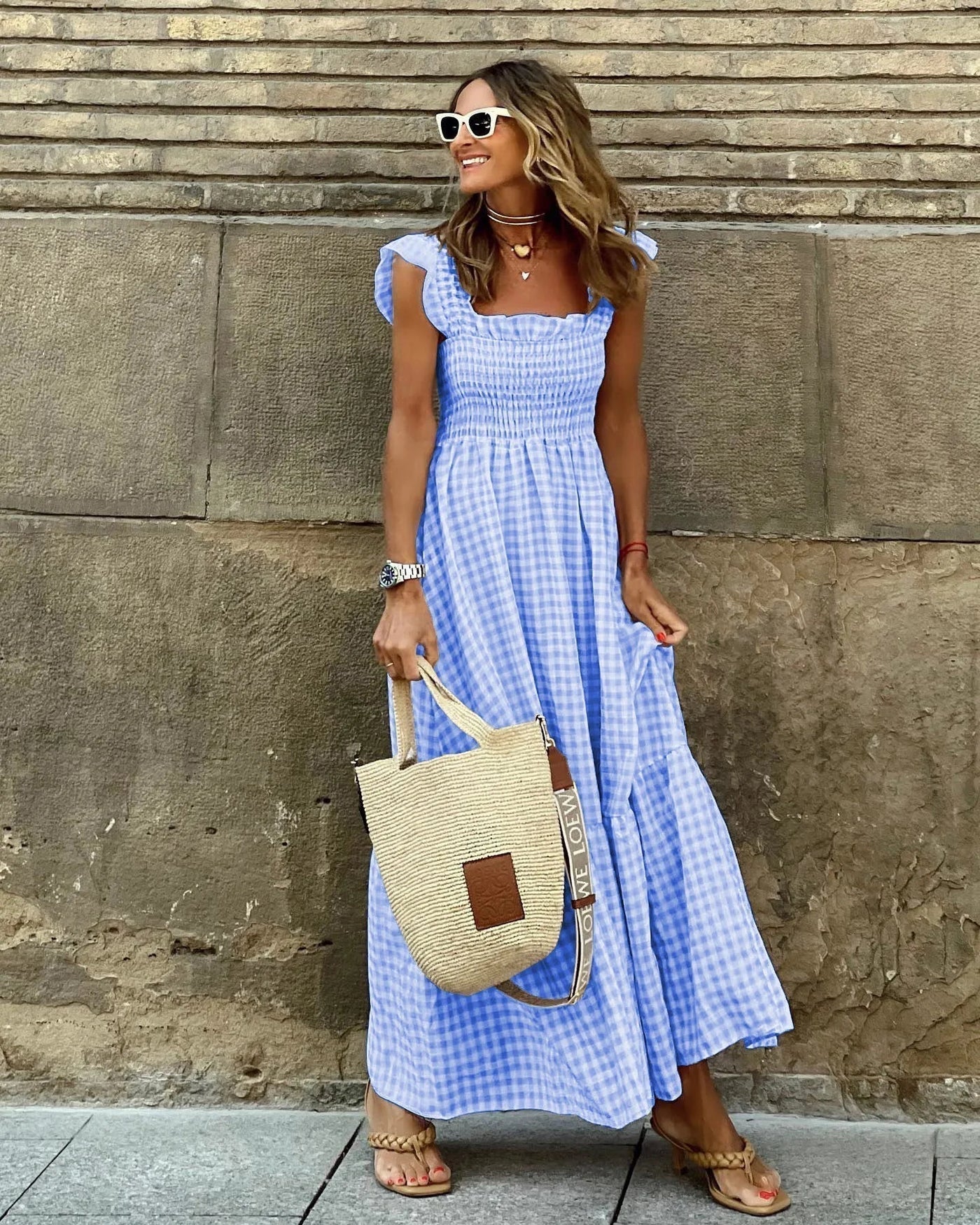MILA | Rochie retro cu imprimeu în carouri