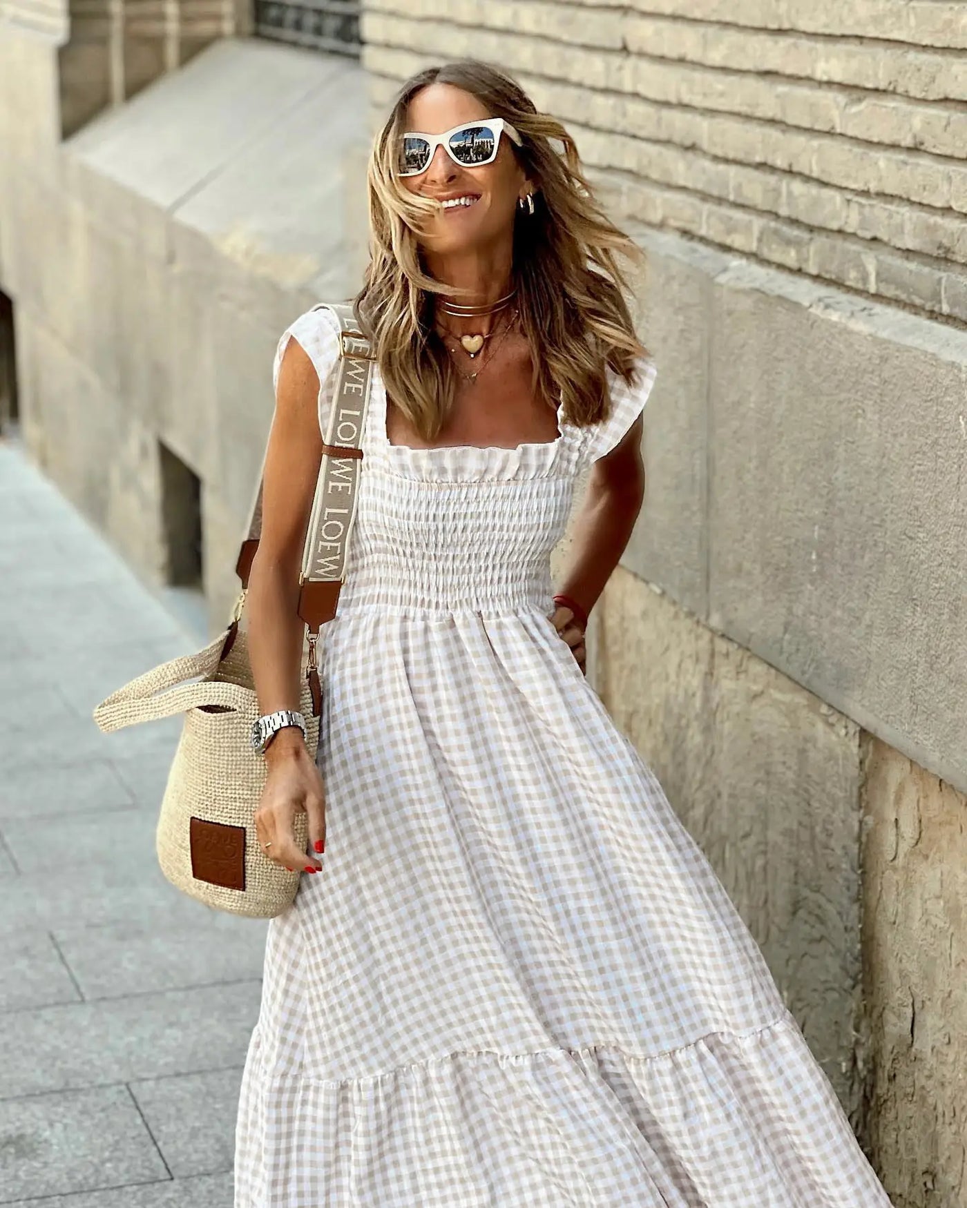 MILA | Rochie retro cu imprimeu în carouri