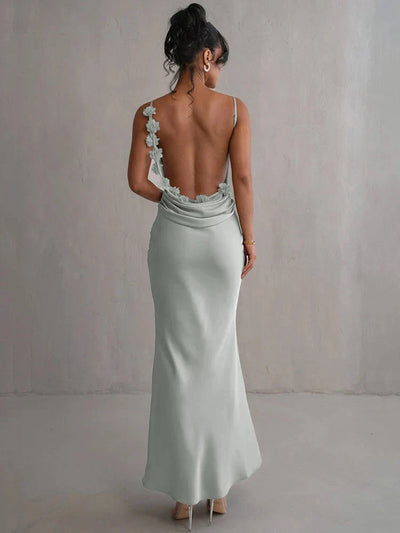 CASSIANE | Rochie Satinată cu Motive Florale