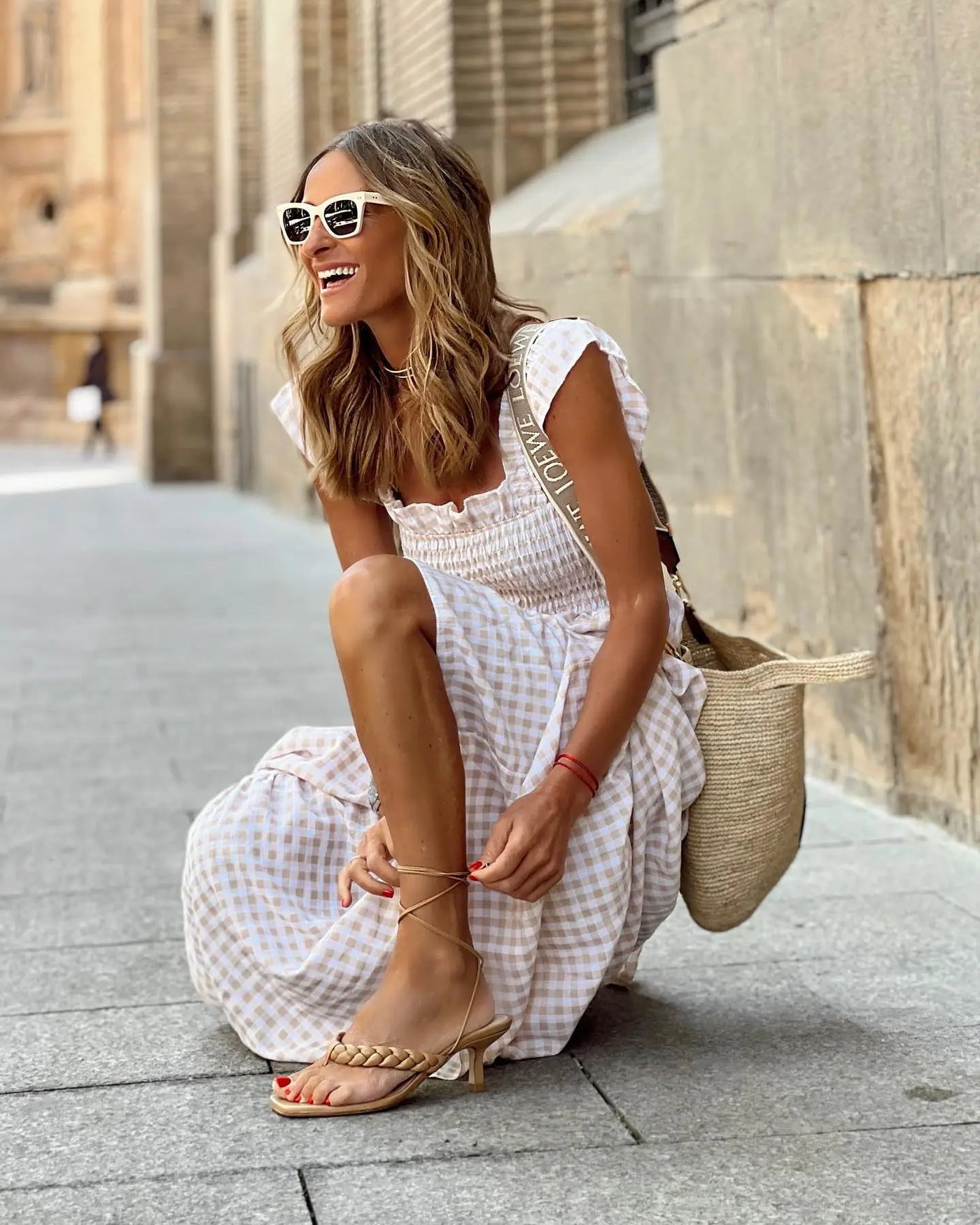 MILA | Rochie retro cu imprimeu în carouri