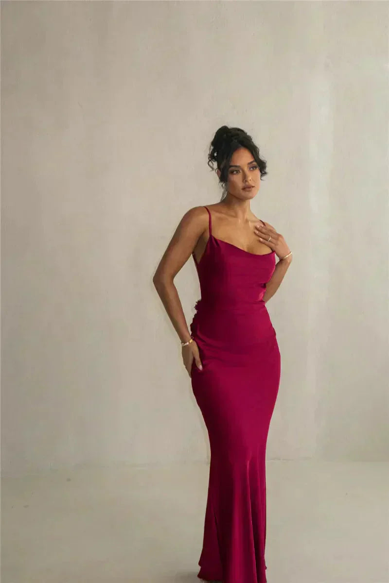CASSIANE | Rochie Satinată cu Motive Florale