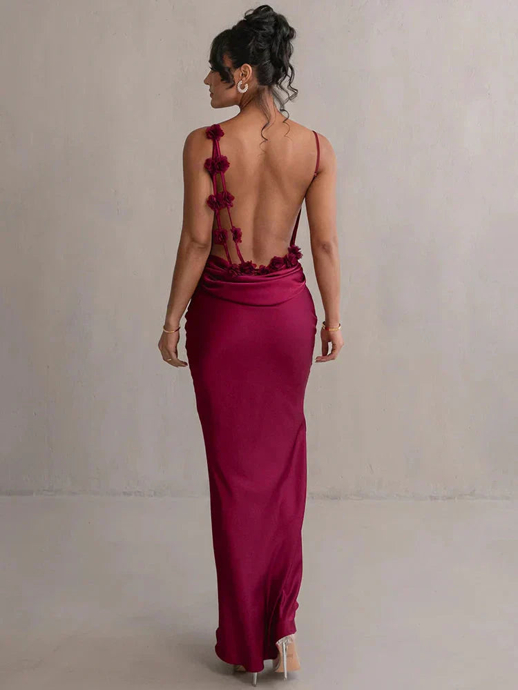 CASSIANE | Rochie Satinată cu Motive Florale