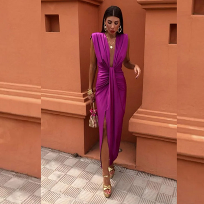 ALEJANDRA | Rochie de petrecere cu decolteu adânc în V
