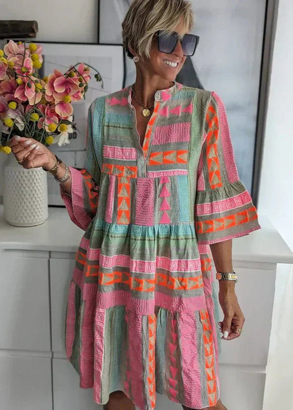 AVA | Rochie Elegantă de Vară din Bumbac și Canepa cu Decolteu în S