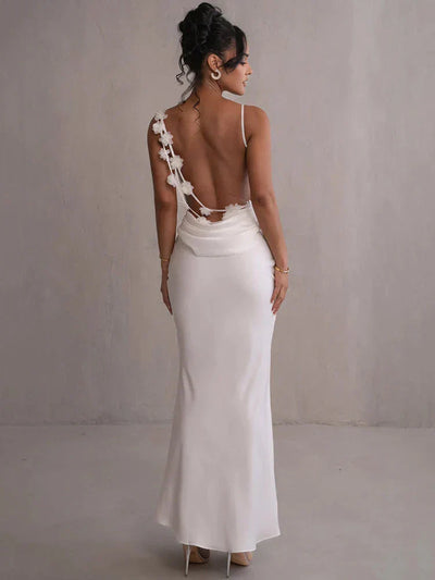CASSIANE | Rochie Satinată cu Motive Florale
