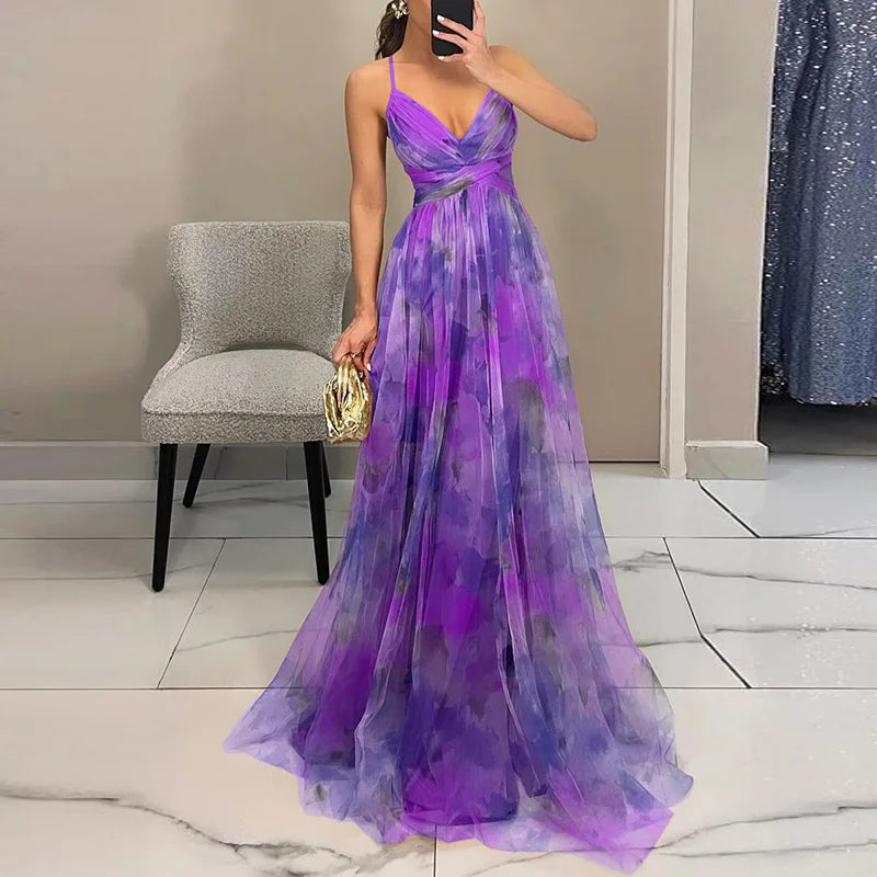 GIGI | Rochie Maxi Cu Flori Strălucitoare