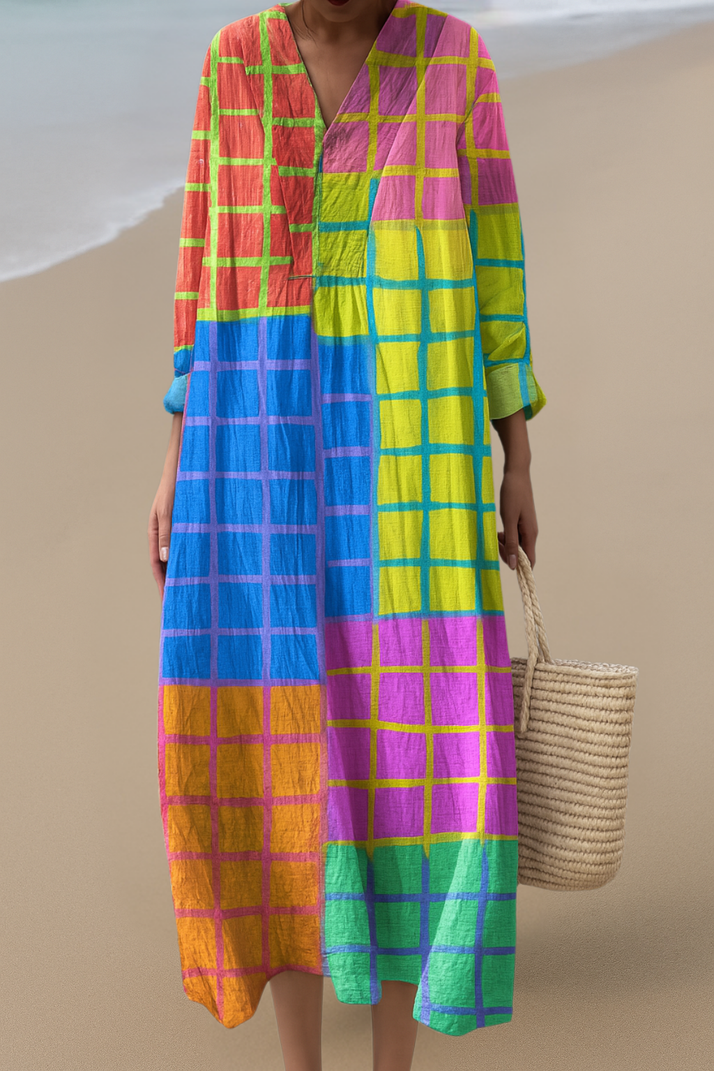 SOFIE | Rochie Maxi cu Plasă Colorată – Strălucire Energetică și Croi Confortabil