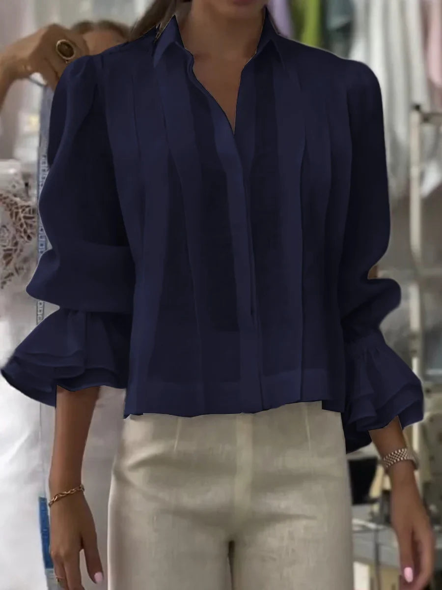 NORA | Elegantă bluză plisată din bumbac